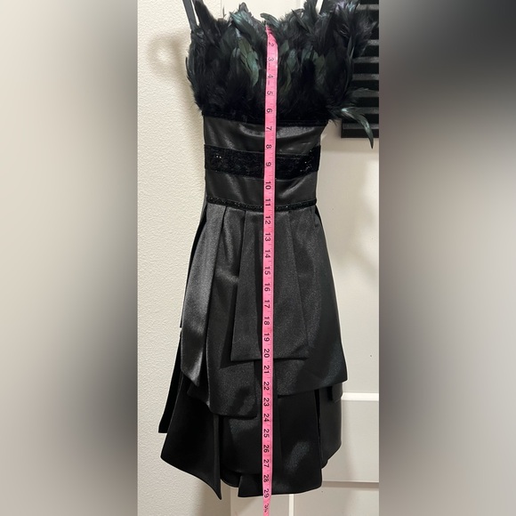 Elegant Black Feathered Strapless Dress - Picture 9 of 11